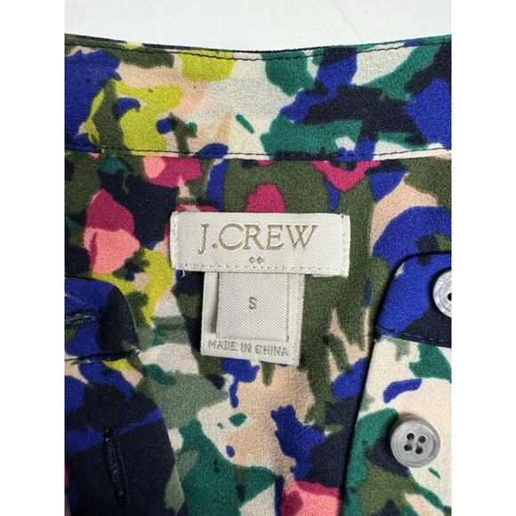 J. Crew Abstract Floral Tunic Long Sleeve Blouse 1/2 Buttoned Size Small - Picture 2 of 6